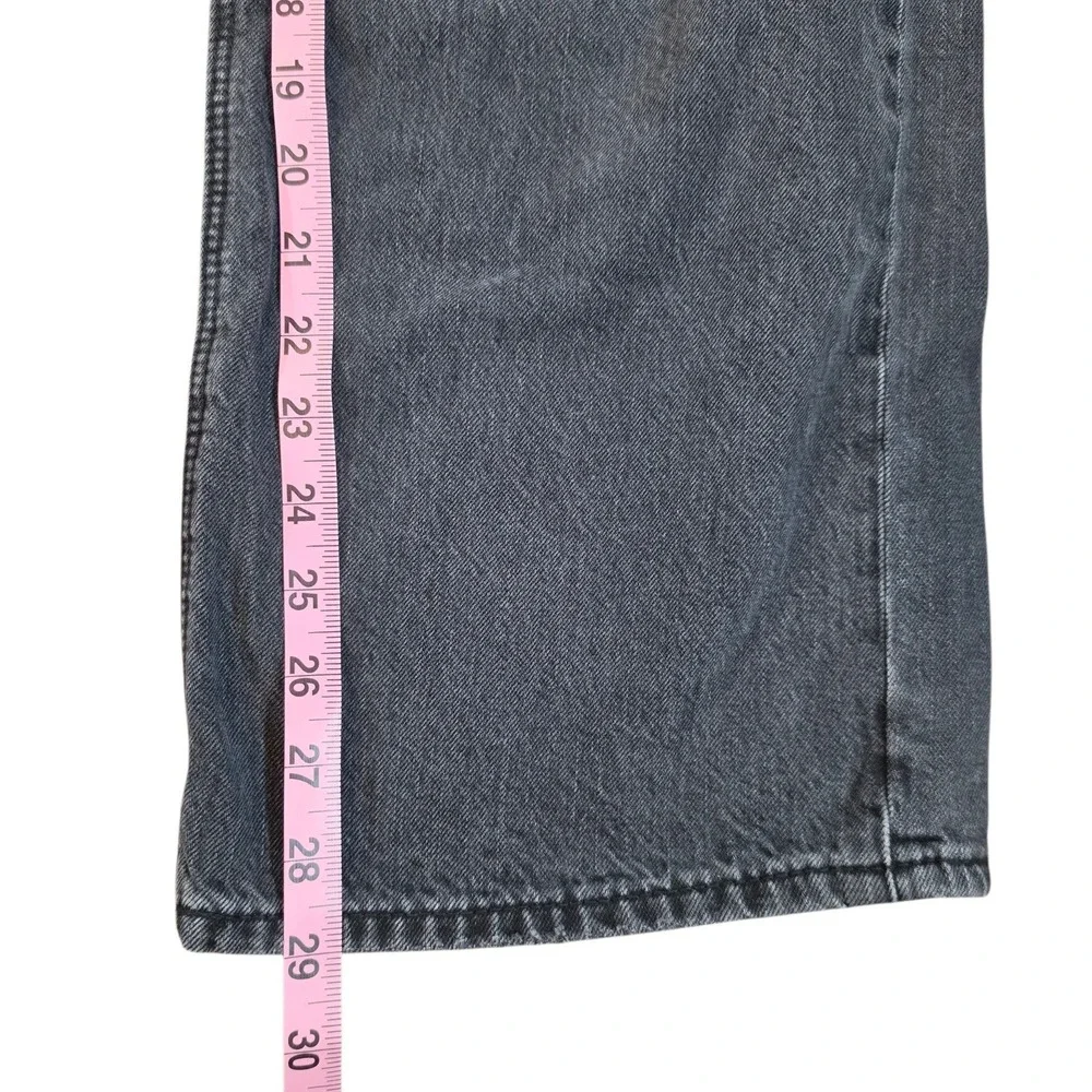 American Eagle Stovepipe Wide Leg Jeans Faded Black High Rise Womens 4 Regular